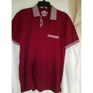 Vintage‎ Pacer Premium Polo Red Gingham Trim Classic Casual Golf Shirt Size L
